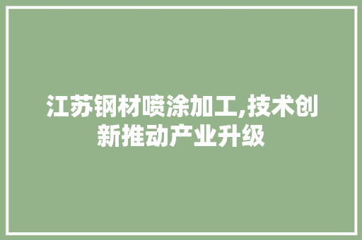 江苏钢材喷涂加工,技术创新推动产业升级
