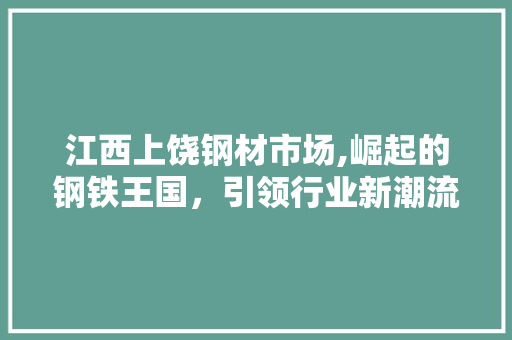 江西上饶钢材市场,崛起的钢铁王国，引领行业新潮流