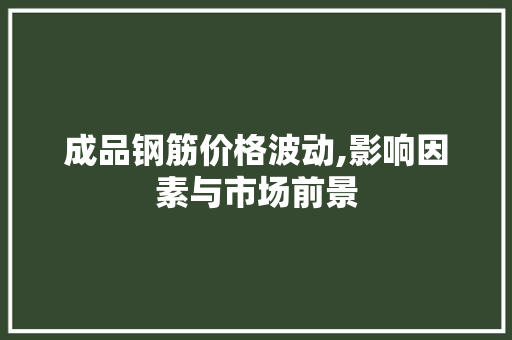 成品钢筋价格波动,影响因素与市场前景