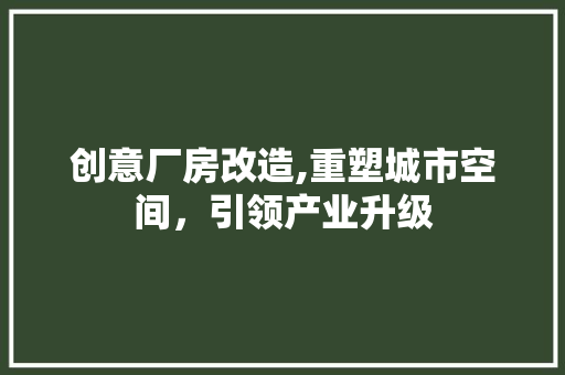 创意厂房改造,重塑城市空间，引领产业升级