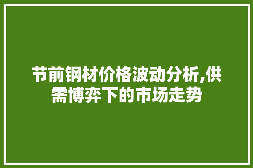 节前钢材价格波动分析,供需博弈下的市场走势