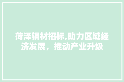 菏泽钢材招标,助力区域经济发展，推动产业升级