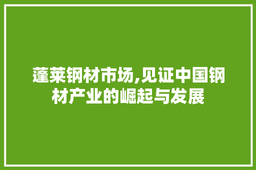 蓬莱钢材市场,见证中国钢材产业的崛起与发展