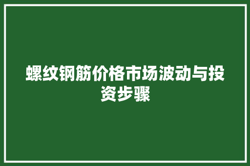 螺纹钢筋价格市场波动与投资步骤