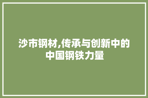 沙市钢材,传承与创新中的中国钢铁力量