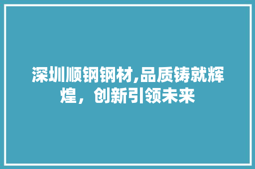 深圳顺钢钢材,品质铸就辉煌，创新引领未来