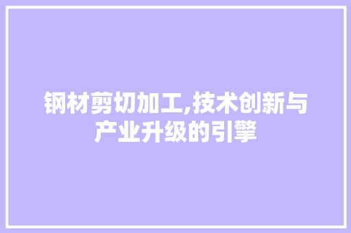 钢材剪切加工,技术创新与产业升级的引擎