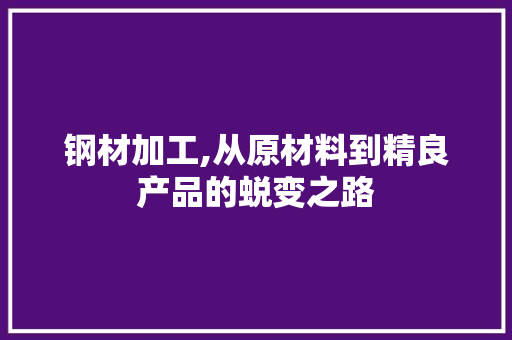 钢材加工,从原材料到精良产品的蜕变之路