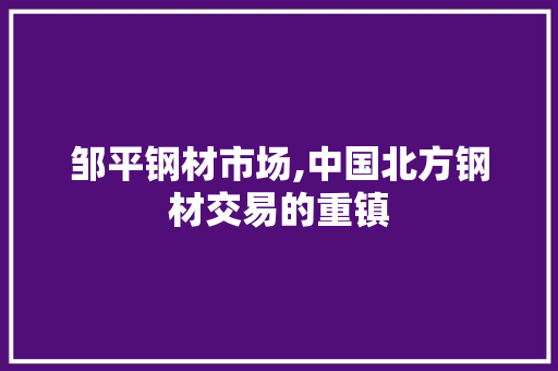 邹平钢材市场,中国北方钢材交易的重镇