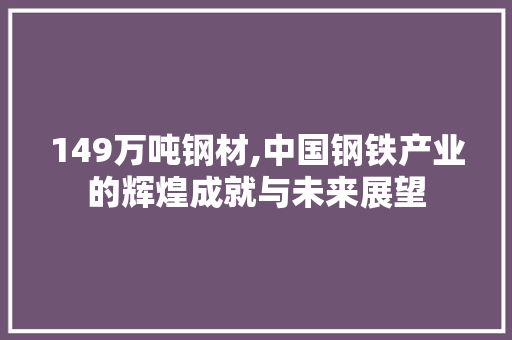 149万吨钢材,中国钢铁产业的辉煌成就与未来展望