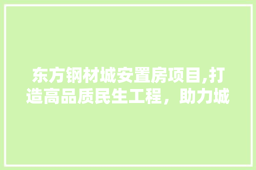 东方钢材城安置房项目,打造高品质民生工程，助力城市发展