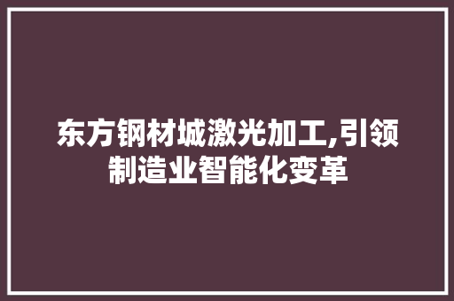 东方钢材城激光加工,引领制造业智能化变革