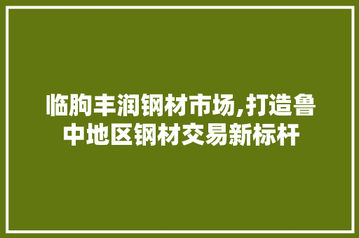 临朐丰润钢材市场,打造鲁中地区钢材交易新标杆