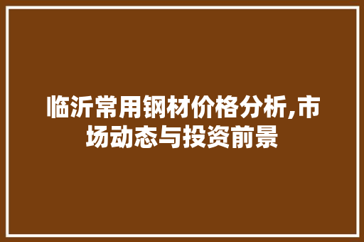临沂常用钢材价格分析,市场动态与投资前景