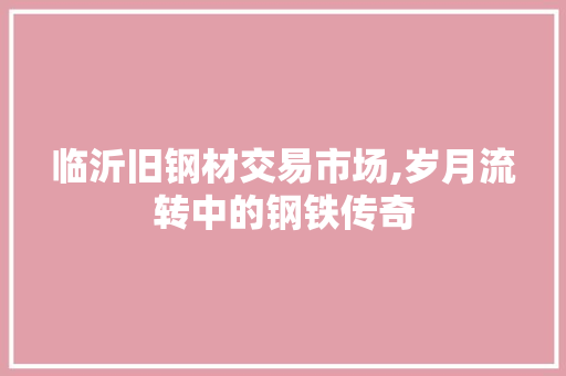 临沂旧钢材交易市场,岁月流转中的钢铁传奇