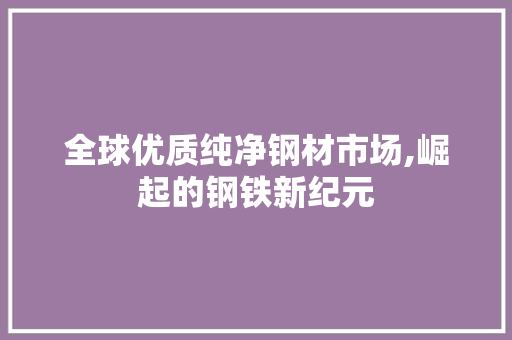 全球优质纯净钢材市场,崛起的钢铁新纪元