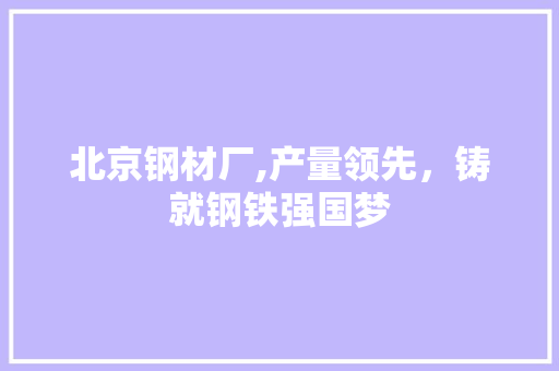 北京钢材厂,产量领先，铸就钢铁强国梦