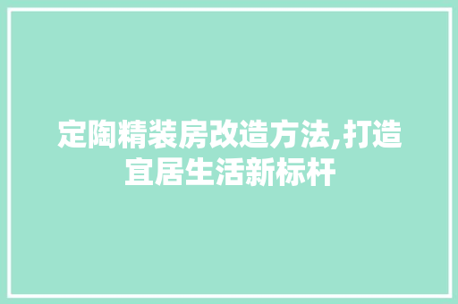 定陶精装房改造方法,打造宜居生活新标杆