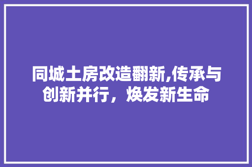 同城土房改造翻新,传承与创新并行，焕发新生命