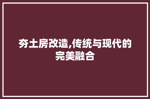夯土房改造,传统与现代的完美融合