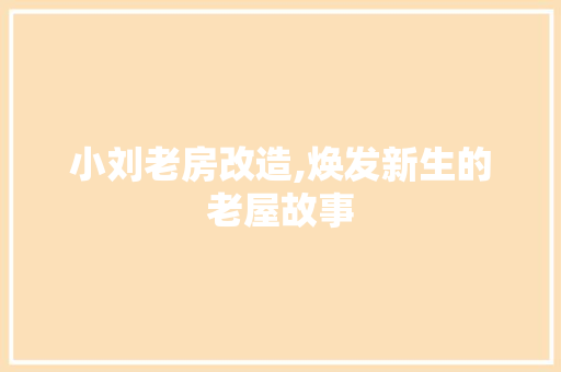 小刘老房改造,焕发新生的老屋故事