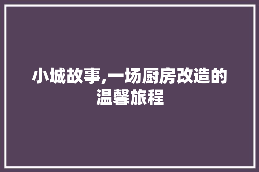 小城故事,一场厨房改造的温馨旅程