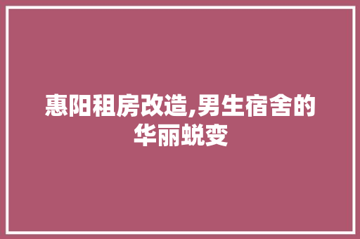 惠阳租房改造,男生宿舍的华丽蜕变