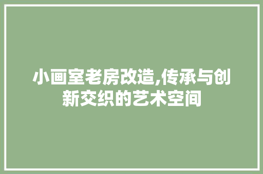 小画室老房改造,传承与创新交织的艺术空间
