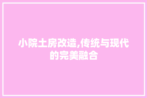 小院土房改造,传统与现代的完美融合