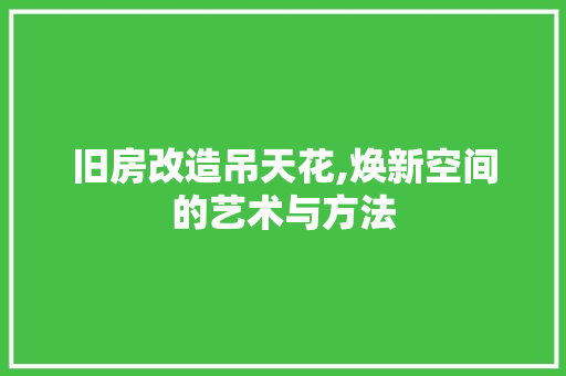 旧房改造吊天花,焕新空间的艺术与方法