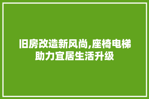 旧房改造新风尚,座椅电梯助力宜居生活升级