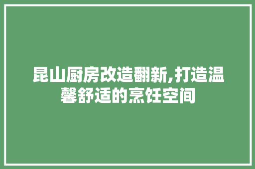 昆山厨房改造翻新,打造温馨舒适的烹饪空间