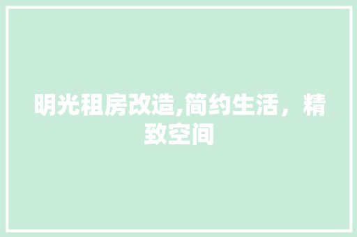 明光租房改造,简约生活，精致空间