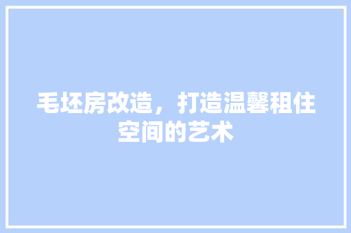 毛坯房改造，打造温馨租住空间的艺术