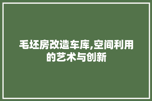 毛坯房改造车库,空间利用的艺术与创新