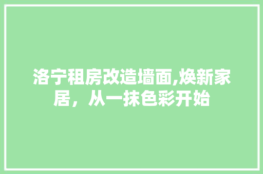 洛宁租房改造墙面,焕新家居，从一抹色彩开始