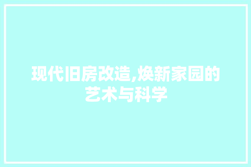 现代旧房改造,焕新家园的艺术与科学