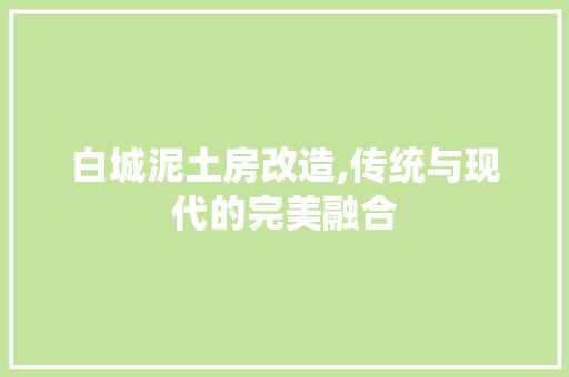 白城泥土房改造,传统与现代的完美融合