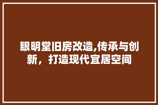 眼明堂旧房改造,传承与创新，打造现代宜居空间