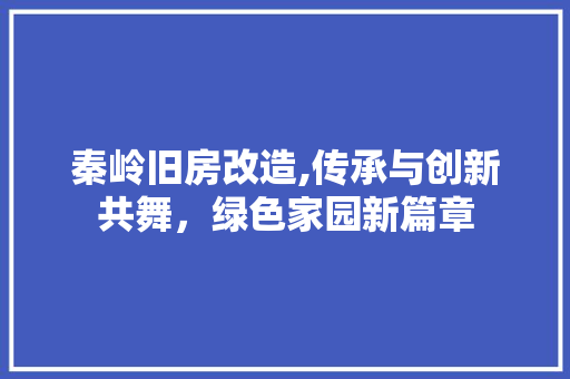 秦岭旧房改造,传承与创新共舞，绿色家园新篇章